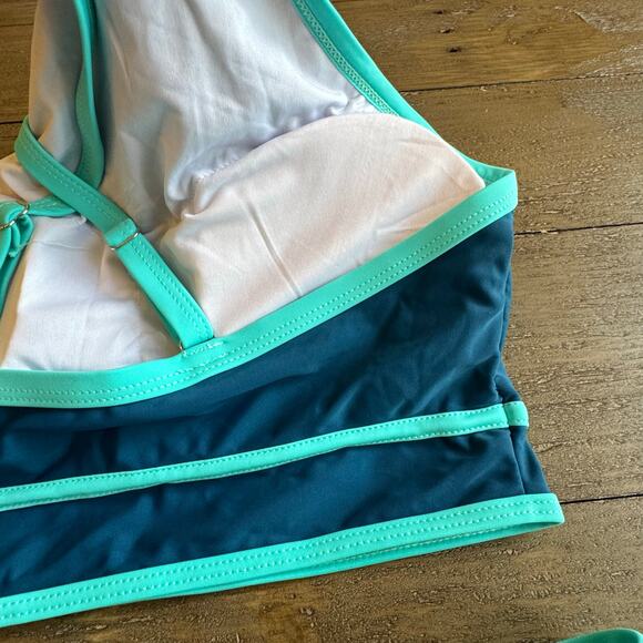 Blooming Jelly NWT Women's Medium Sporty High Waist Two Piece Colorblock Bikini - Picture 5 of 9